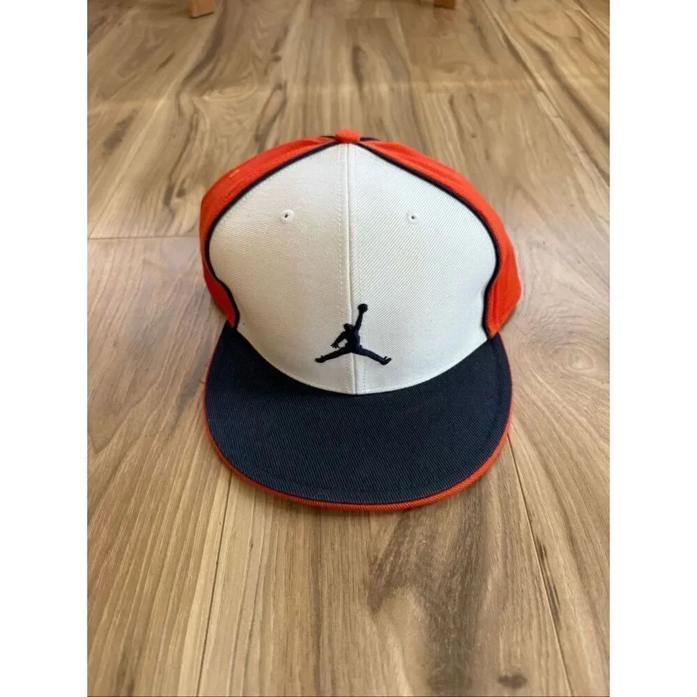 Air Jordan Mens Orange Carmelo Anthony 7 5/8 Embroidered Logo Jumpman Fitted Cap